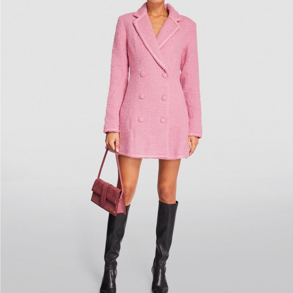 Rotate Birger Christensen Pink Tweed Coat Dress